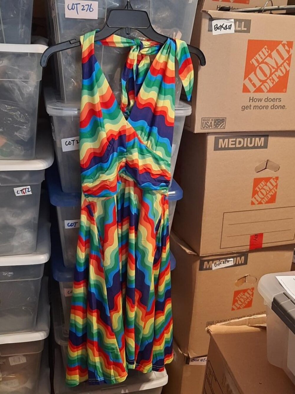 NEW ! Ovokcina Women Summer Sundress Rainbow Halted Sleeveless Size L